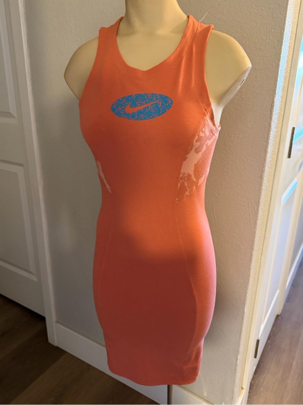Nike Orange Tank Mini Dress with Blue Logo